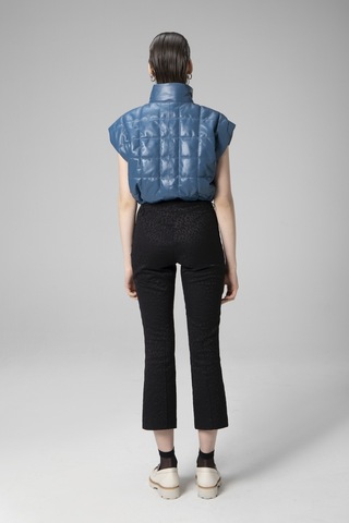 Mavi Dericlub Wm054 Gerçek Deri Kadın Şişme Yelek Mavi