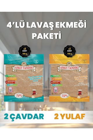 4'lü Lavaş Paketi 2 Paket Ekşi Hamurlu Çavdar+2 Paket Ekşi Hamurlu Yulaf 4x330gr.