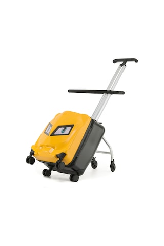 Göz Desenli Çocuk Valizi Binilebilir, Düşme Engelleyici Sarı