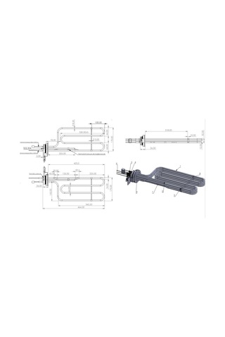Crystal Makarna Haşlama Isıtıcı Rezistans 3x3500w Trifaze İncolay800 R4029-1p