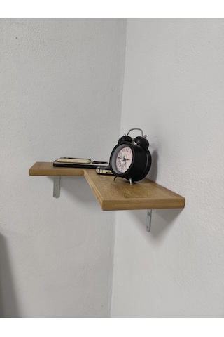 Rustik Büyüleyici Ahşap Köşe Duvar Rafı -metal Destekli Raf