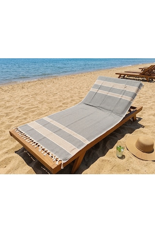 Ludıa Dekoratif Balıksırtı Desenli %100 Pamuklu Gri Peştemal Havlu 180x98 Cm