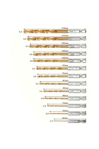 Rekotools-1/4'' Bits Saplı Tin Kaplı Hss Matkap Ucu Seti 13 Parça