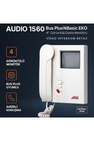 Audıo 1560 Bus Plus N Basic Eko 4 Görüntülü Diafon Monitörü Video Interkom Beyaz Audıo 1560 Bus Plus N Basic Eko 4 Görüntülü Diafon Monitörü Video Interkom Beyaz