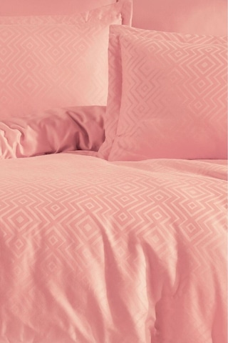 Jakarlı & Saten Çift Kişilik Nevresim Takımı - Çeyizlik 6 Parça Nevresim Seti-200x220cm-metis Pudra Pudra
