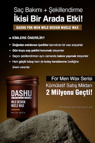 Güçlü, Kalıntı Bırakmayan, Çamur Ve Killi, Besleyici Dashu For Men Premium Wild Design Mucle Wax