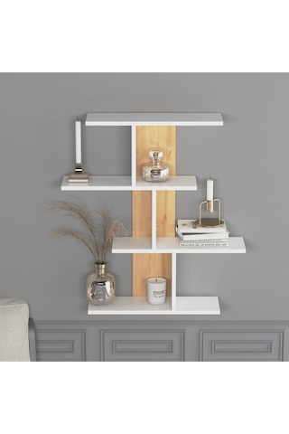 Karbon Duvar Rafı Beyaz Meşe