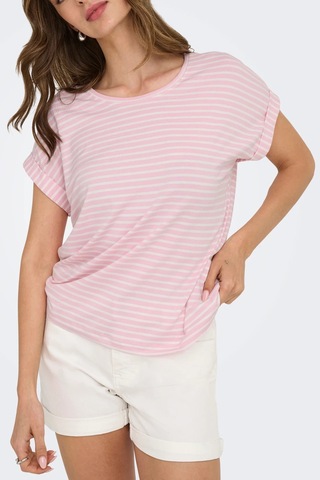 Only Bayan T Shirt 15206243 Pembe-beyaz Pembe-beyaz
