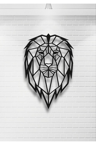 Geometrik Aslan Kafası Metal Duvar Dekoru