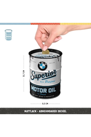 Nostalgic-art Nostaljik Sanat Bmw Üstün Motor Yağı Para Kutusu Bmw Hayranları İçin Hediyeler Metal Kumbara Vintage Genel