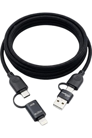 Çoklu Şarj Kablosu Usb+type-c- Lightning+pd 60w Süper Hızlı Şarj 100 Cm