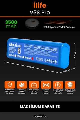 İlife V3s Pro 3500mah Robot Süpürge Bataryası