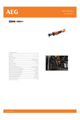 Aeg BSS 18R12BL-0 Akülü Cırcır Makinesi Akü Dahil Değildir