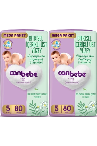 Canbebe Bebek Bezi Beden:5 11-18kg Junior 160 Adet Mega 5 Numara