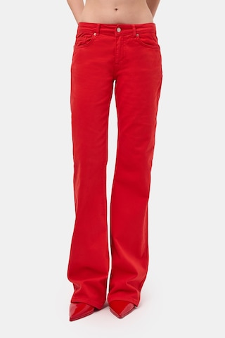 Itsbasic Kadın Kırmızı 6s6-19 Mid Rise Flare Fit Denim Jean