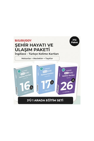 Bigibuddy Wordsbuddy Türkçe İngilizce Kelime Kartları Şehir Hayatı Ve Ulaşım 90 Kart 3 Lü Set Bigione Cihaz Hariç