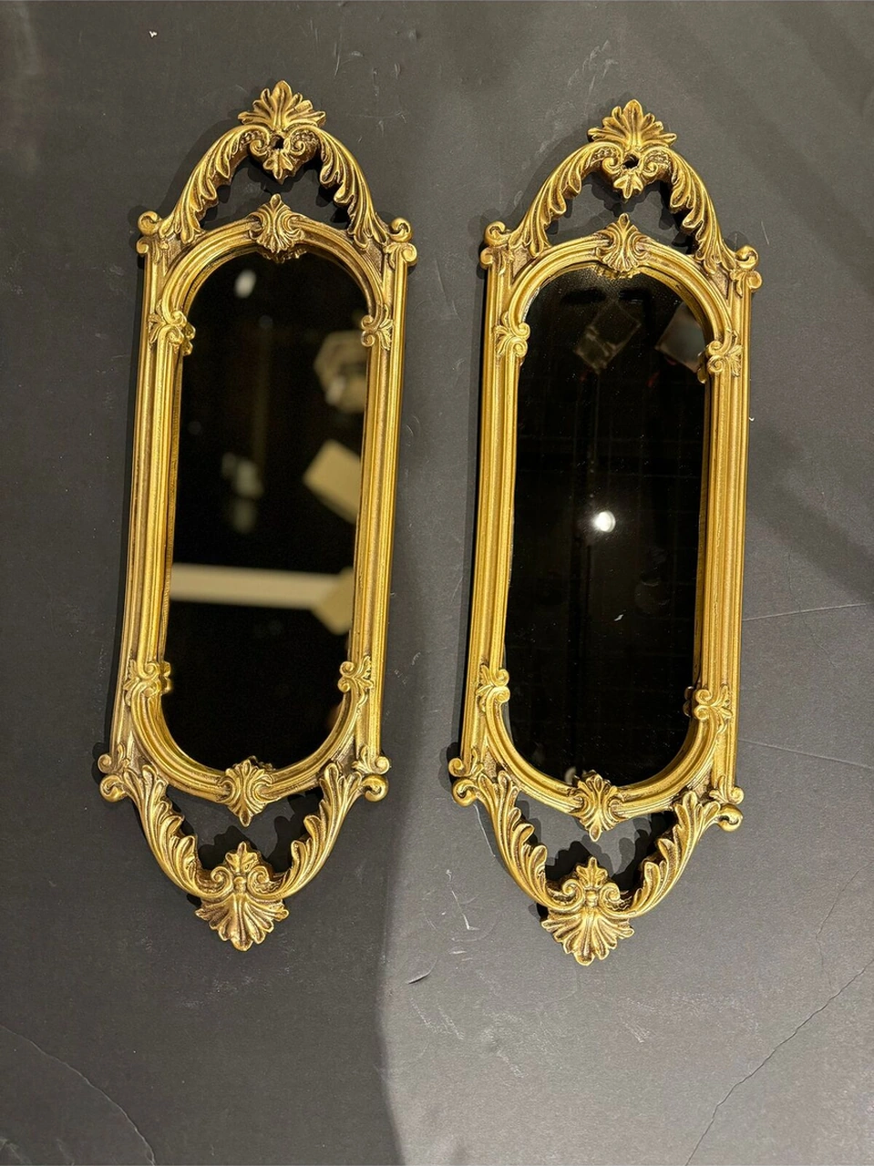 Dekoratif Polyester Ikili Niş Dikdörtgen Ayna Takımı Polyester Gold