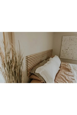 Masif Ahşap Yatak Başlığı Natu125 Cm X 60 Cm Naturel + 2 Adet Raf