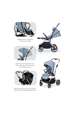 Kanz Snap Autofold Travel Sistem Bebek Arabası Foggy Blue