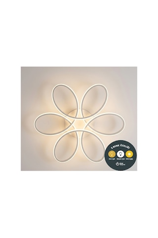 Yonca 6 Lı Beyaz Plafonyer Kumandalı 3 Renkli Salon, Mutfak, Çocuk Odası İçin Modern Led Avize