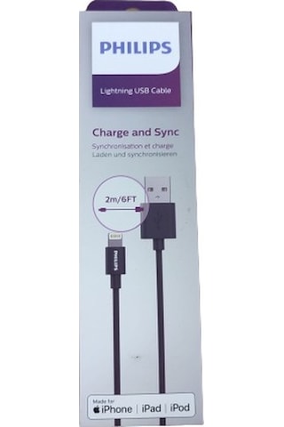 Philips DLC3106V USB-A Lightning Şarj Kablosu 2 M Siyah