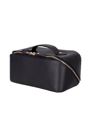 Ella Terra Onyx Black Deri Makyaj Çantası Siyah