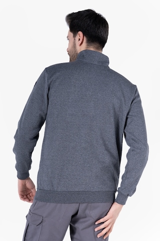 2 İplik Dik Yakalı Fermuarlı Sweatshirt Füme Melanj