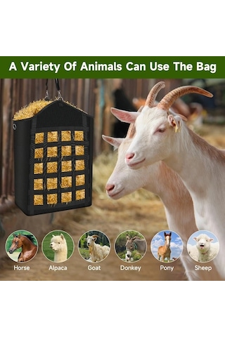 Elmpaly Dayanıklı Siyah At Yem Filesi - At, Keçi Ve Sığırlar İçin Çiftlik Yemlik Torbası
