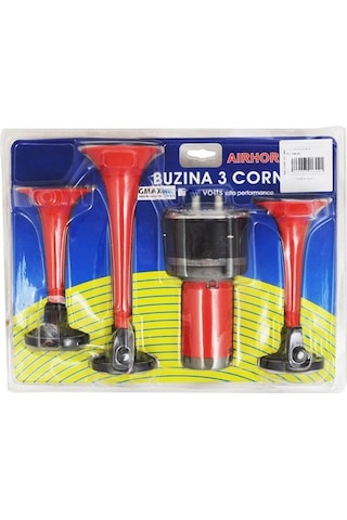 12V Korna Dahili Motorlu Kompresörlü Havalı Ritmik Dali Dali Sesli Üniversal 3lü Set