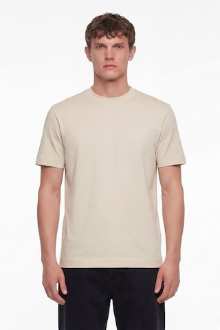 Sabri Özel Erkek Koyu Krem Normal Kesim Regular FitPamuk Dokuma Bisiklet Yaka Basic T-shirt