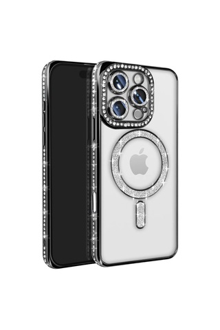 İphone 16 Pro Max Kılıf Joke Simli Magneticsafe Kılıf - Siyah Renk