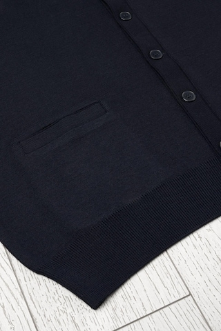 Cepli V Yaka Battal Büyük Boy Düğmeli Yünlü Triko Yelek Lacivert