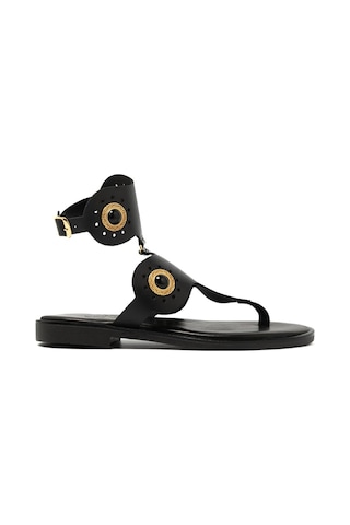 19 Black Sandalet Kadın 21075 Myconian 2025 Greek Sandal Siyah
