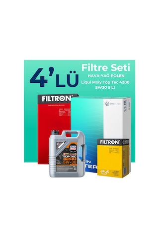 Filtron Jeep Compass 1.6 Dizel Filtre Bakım Seti Liqui Moly Motor Yağlı (2017-2021) 4 Lü -