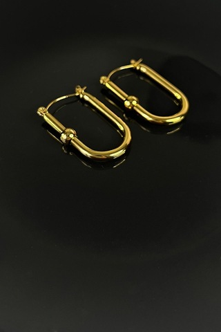 Gold Kaplama Düz Çelik Küpe Gold