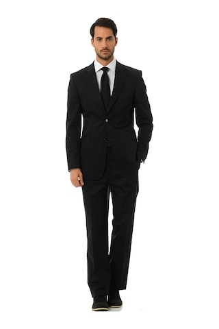 SPOSO 692 İki Düğme Tek Yırtmaç Dar Kalıp Siyah Takım Elbise Siyah