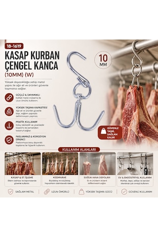 Lunaev 10 Adet 10 Mm W Kasap Kurban Çengel Kanca 0