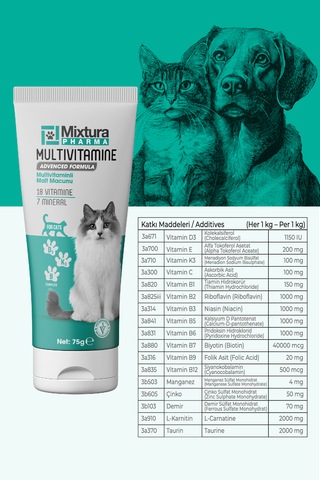 Mixtura Pharma Multivitamine Multivitaminli Malt Macunu - Kedi Vitamini - Köpek Vitamini