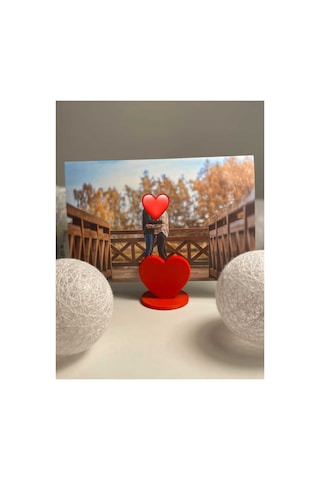 Hediye İçin Kalp Şekilli 3d Baskı Obje Kırmızı - Masaüstü Dekorasyon Aparatı 42x42x40mm