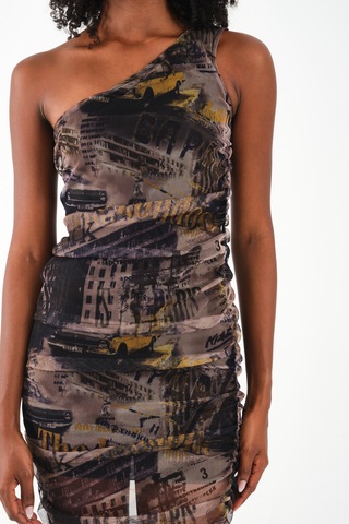 Tek Omuz Tül Elbise Yeşil