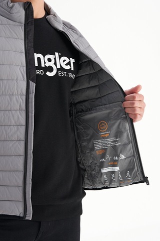 Wrangler Regular Fit Dik Yaka Şişme Mont Erkek Mont W2520510 035 Gri