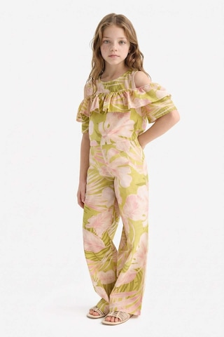 DeFacto Kız Çocuk Desenli Wide Leg Geniş Paça Pamuklu Pantolon D7610A825SMGN115 Yeşil