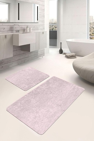 Realhomes Real Homes 2'li Set Düz Renk Pembe 2'li Banyo & Mutfak Paspas Takımı Genel