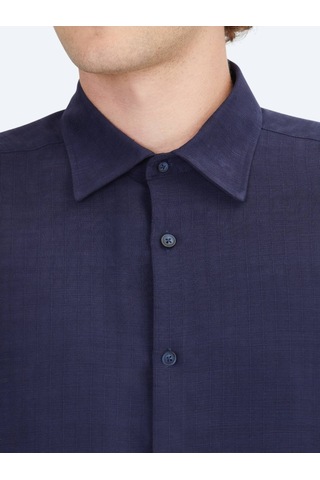 Kip Lacivert Çizgili Regular Fit Dokuma Casual Gömlek Lacivert
