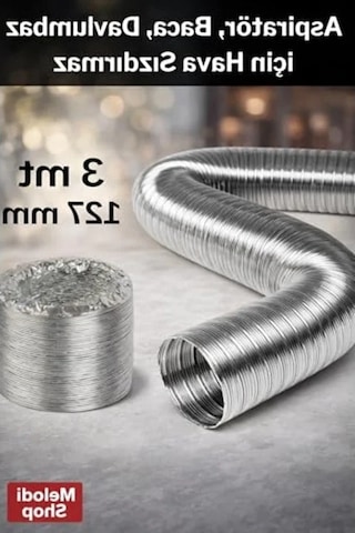 Alüminyum Flex Aspiratör Borusu, 3 Metre Uzunluk, Isıya Dayanıklı