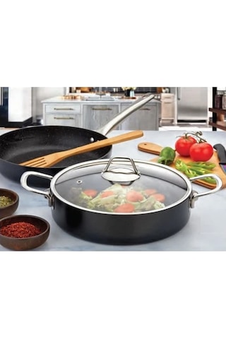 Zest Gusto Granit 24cm Kısa Tencere Siyah