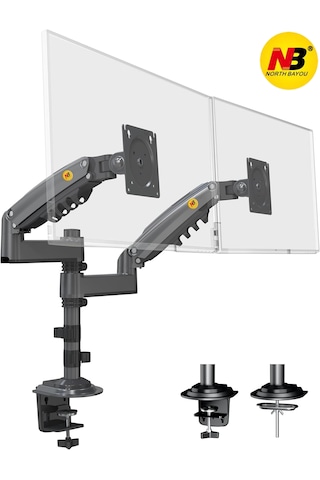 North Bayou Nb H180 Amortisörlü Profosyonel 17 "27" Monitör Stand Çift Monitör Desteği 2-12 Kg