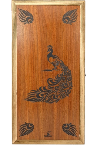 Simya Figür Tavla Tavus Kuşu (Ceviz Kaplama)