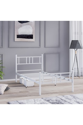 Metal Karyola, Akın Metal Karyola, 90x200 Cm Beyaz, Ferforje Karyola