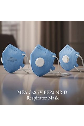 Mfa C-267v Ffp2 Nr D Ventilli Katlanabilir Toz Maskesi - Hydro-charging Filtre, Baret Uyumlu
